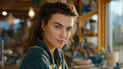 Wallpaper Mural Artistic woman crafting pottery at a serene pottery studio Torontodigital.ca