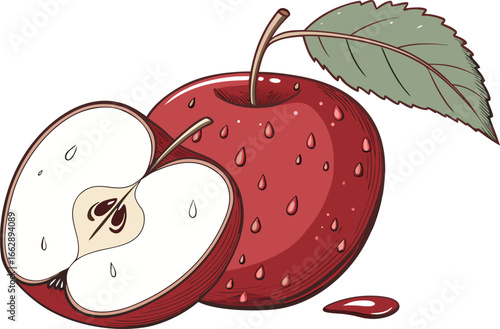 Realistic Apple Art Design. Fresh Apple Illustration. Juicy Apple Artwork. Organic Apple Art Collection. Red Apple Art Set. Creative Apple Artwork