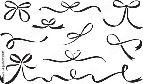 Ribbon Bow Silhouettes Collection Holiday Decoration Ornament Bow Silhouette