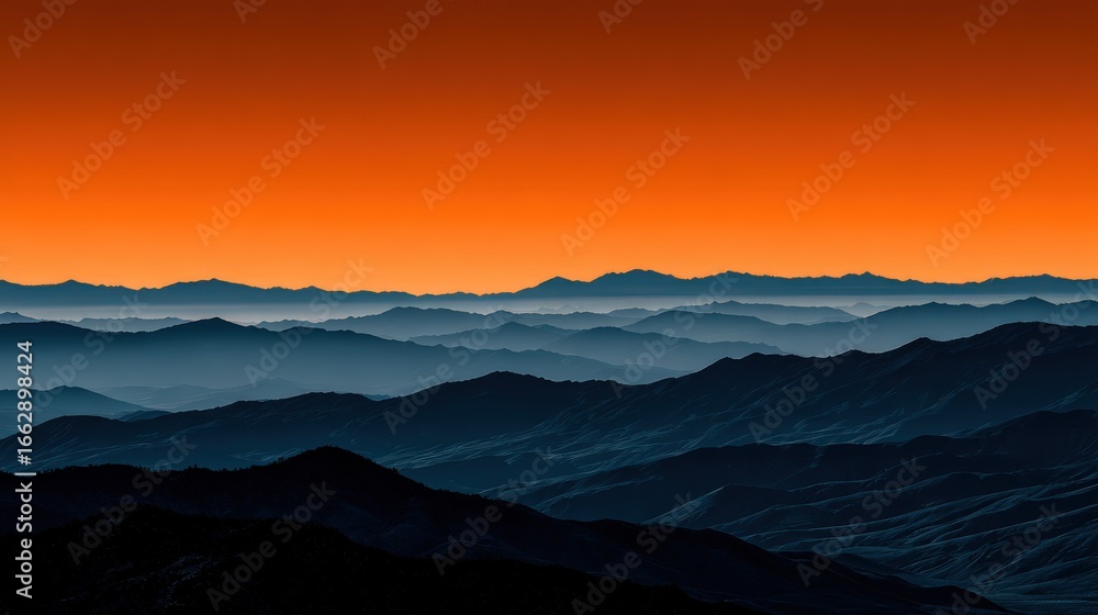 Fototapeta premium Mesmerizing sunset over mountain ranges