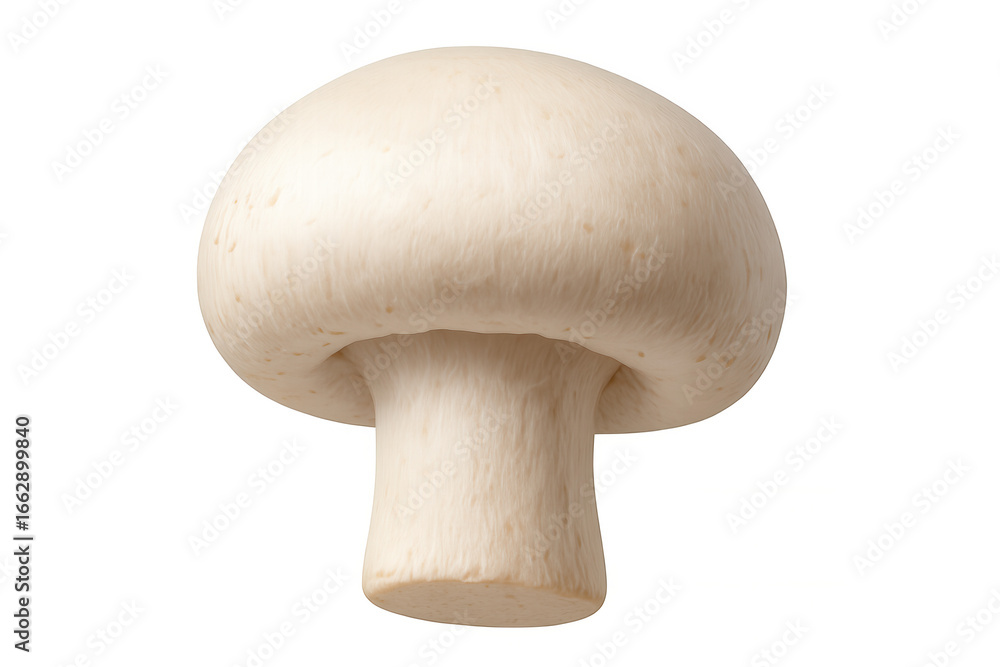 Close-up of a single, pristine white button mushroom isolated on a transparent background, ideal for culinary projects or food-related designs Close-up of a single, pristine white button mushroom isolated on a transparent background, ideal for culinary projects or food-related designs