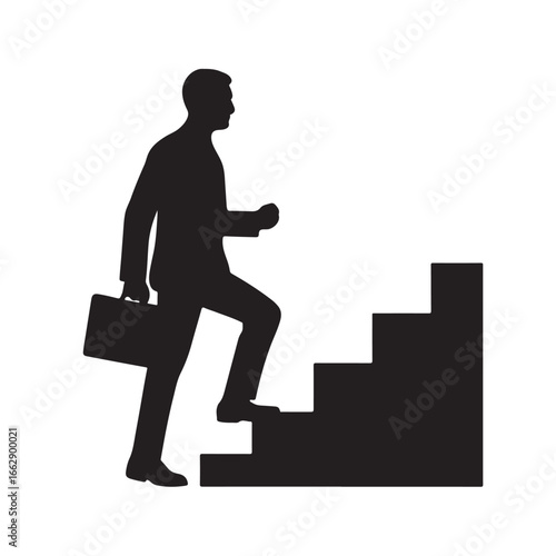Businessman Climbing Stairs Success Silhouette