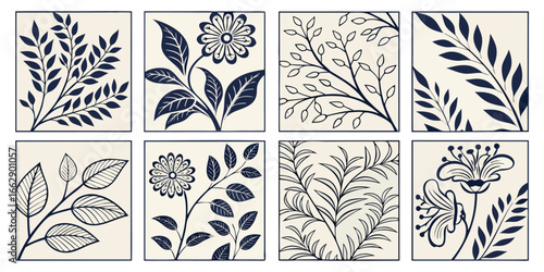 A seamless collection of 20 geometric patterns arranged in a grid layout. Each square tile features intricate, minimalistic, and symmetrical designs in shades of maroon, red, and soft beige. The patte