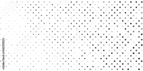 Abstract halftone gradient texture. Vanishing polka dot background. Repeating dots gradation design