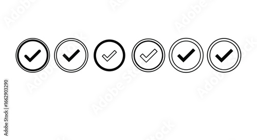 Collection of check mark icons in circles