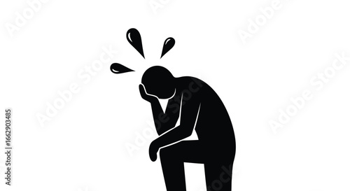 A silhouette of a sad person