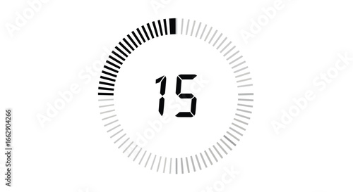Digital timer showing fifteen seconds