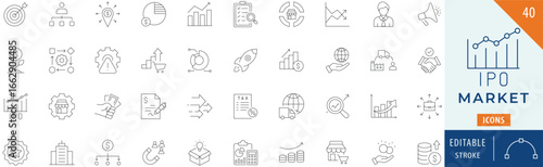 Market icon collection set. Editable stroke.