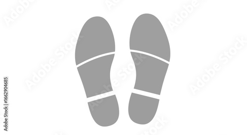 Gray footprints showing the impression of shoes