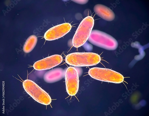 Microscopic Bacteria Rendering, Digital Illustration
