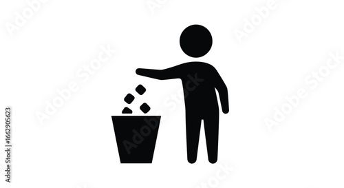 Person throwing trash in the bin for cleanliness