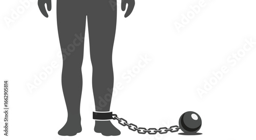 Silhouette of a person with a ball and chain