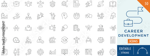 Career Development icon collection set. Editable stroke.
