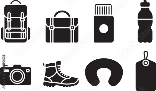 Travel Icon Set Adventure Journey Vacation Symbol Collection