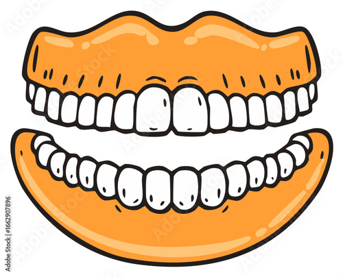 Cartoon Dentures with Open Mouth Design for Dental Health and Smile