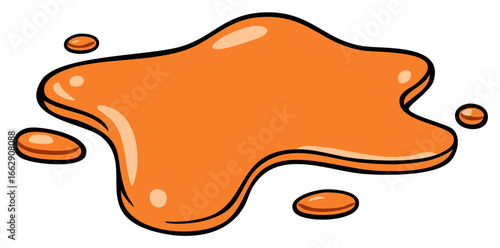 Orange Blob Splatter with Smaller Droplets Cartoon Style Illustration