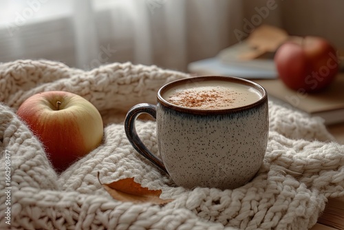 apple pie with coffee on the table
