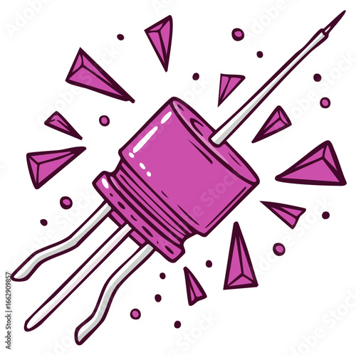 Vibrant Pink Zener Diode with Geometric Accents Electronic Component Art