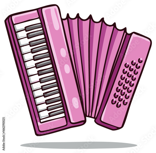 Cartoon pink accordion music instrument vector illustration
