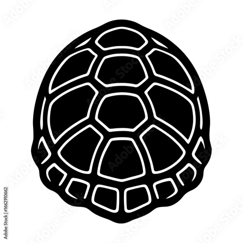 Detailed Black and White Vector Graphic of a Turtle or Tortoise Shell viewed from the Top
