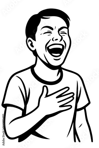 Man Laughing Out Loud Vector Illustration - Expressing Happiness, Fun, Joy, and Excitement