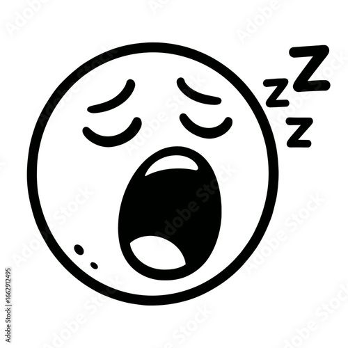Yawning Face Emoji Vector Illustration - Symbol of Sleepiness, Boredom, Tiredness, and Fatigue