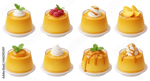Assortment of dessert cups with different toppings