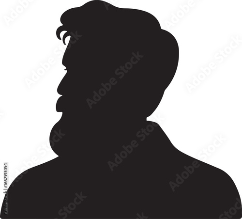 Bearded Man Silhouette Vector Illustration of Profile with Beard