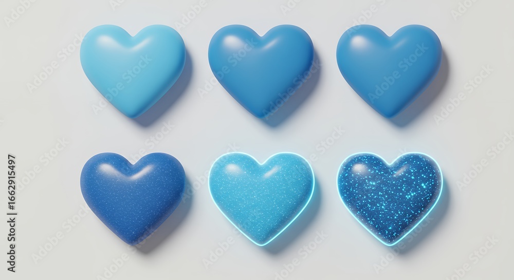 Fototapeta premium Light blue hearts graphic design element
