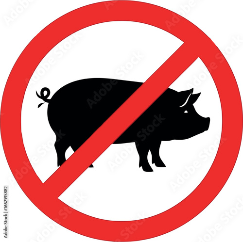 No pork sign prohibition of pork meat