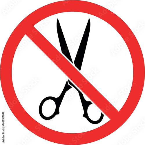No scissors sign prohibition of cutting safety symbol