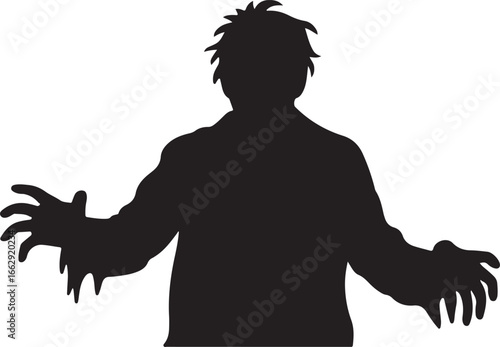 Zombie Silhouette Undead Monster Horror Scary Spooky Halloween Illustration