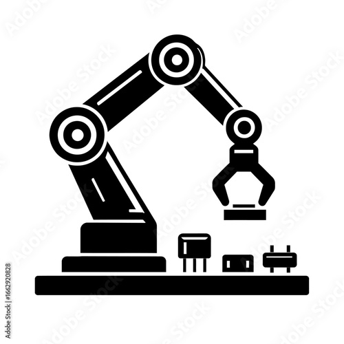 Industrial Robotic Arm Assembling Electronic Parts
