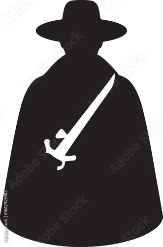 Musketeer Silhouette with Sword Cloak