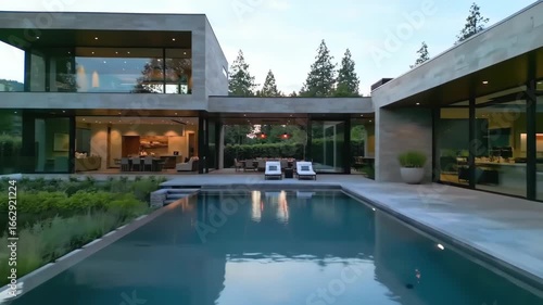 Wallpaper Mural Modern Luxury Home Poolside Evening at a Contemporary Villa Torontodigital.ca