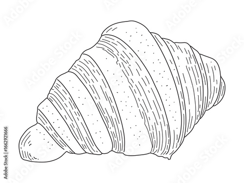 Hand drawn line sketch style croissant,Fresh baked butter breakfast croissant  ,Design for bakery, menu, card, poster, packaging,Vector illustration 