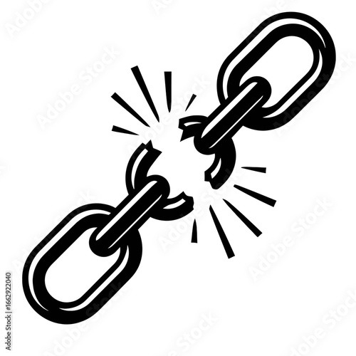 Broken Chain Link Symbolizing Freedom and Strength