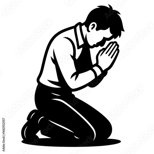 Kneeling Man Praying or Showing Respect