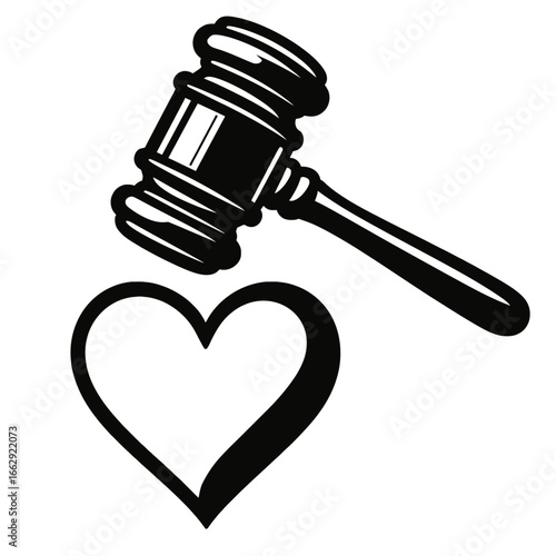 Justice Gavel Striking Heart Symbol for Legal Matters
