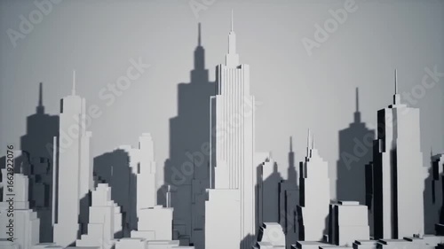 Minimalist Cityscape: Dynamic Shadows and Architectural Silhouette