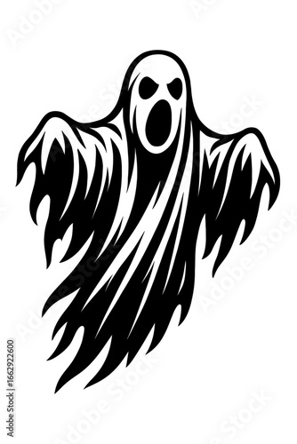 Detailed Spooky Ghost Wraith Vector - Haunting Spirit for Horror and Halloween