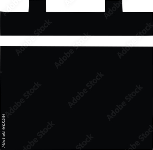 Simple black battery icon symbol representing power energy storage and vehicle functionality for various applications