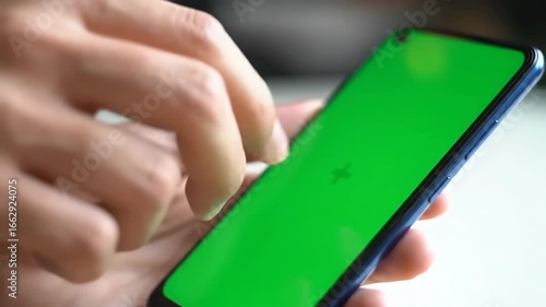 Phone with Green Screen Being Used Mockup Template Footage