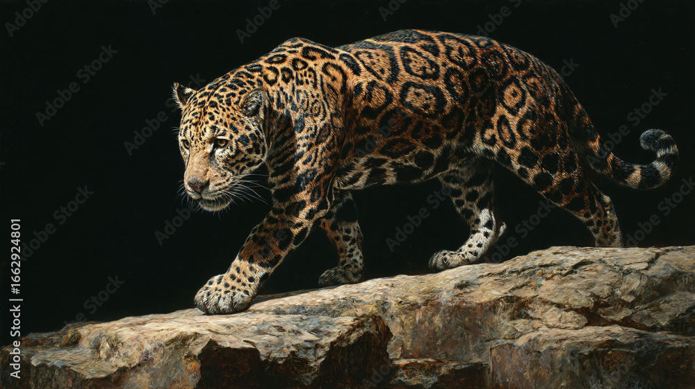 Fototapeta premium jaguar on rock