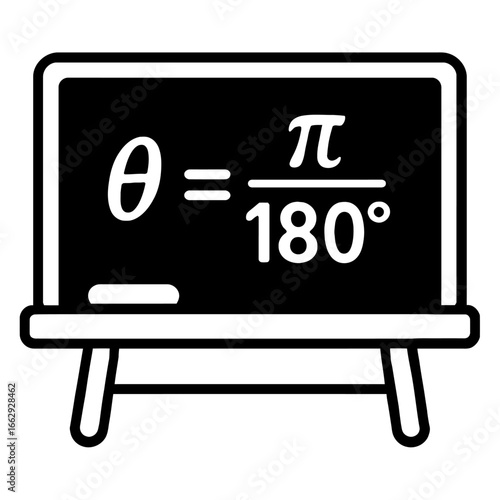 Vector illustration of a chalkboard with a trigonometry formula written on it, representing education, math, and scientific concepts.