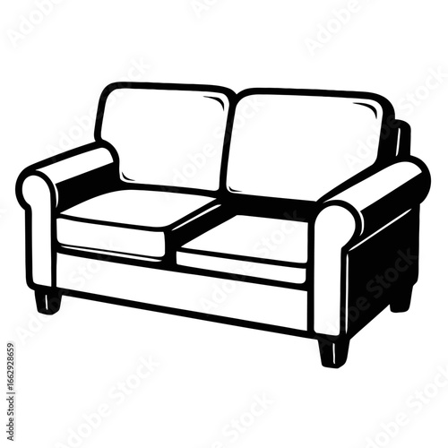 Classic Couch or Sofa Vector Illustration - Simple Furniture Symbol