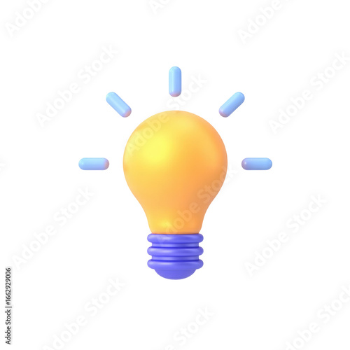 Emoticon of a glowing light bulb symbolizing bright ideas and inspiration with luminous glow effect
