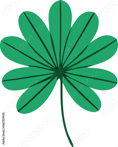 Vibrant green clover leaf with detailed veins symbolizing luck and nature on a clean white backdrop for festive designs