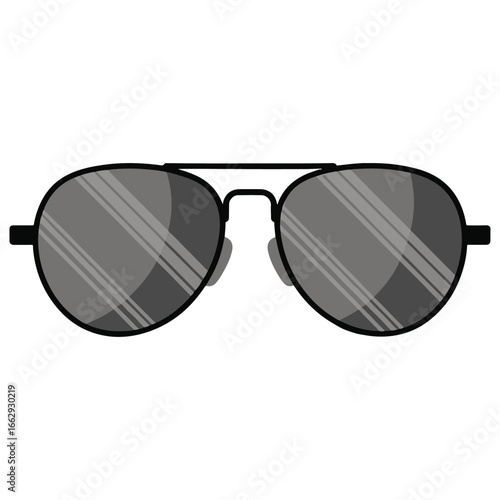 Classic and stylish aviator sunglasses with a metal frame and dark lenses for fashion and sun protection concepts, vector illustration