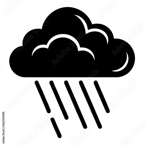 Rain Cloud Vector - Black and White Illustration of a Cloud and Rain